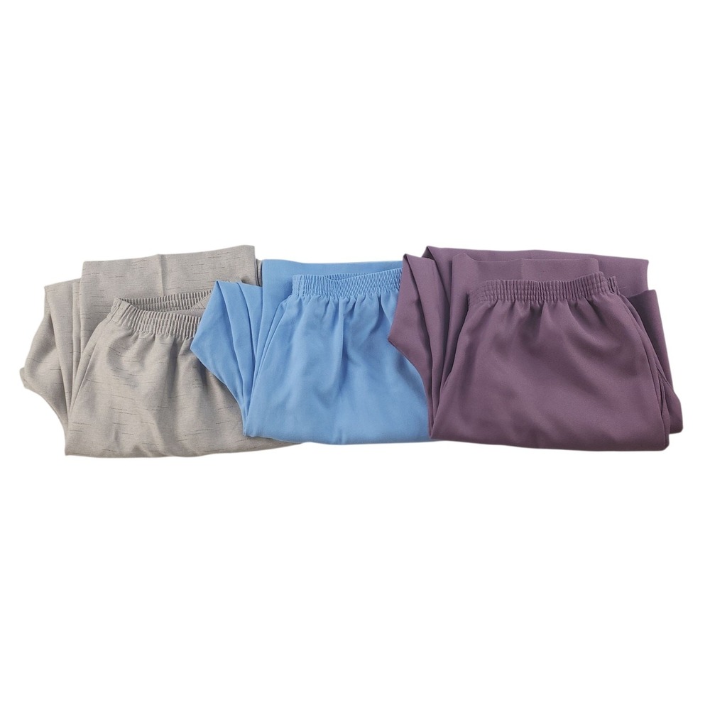 Alfred Dunner Pants Womens 12 Lot of 3 Gray Blue Purple Pull On Slacks Elastic